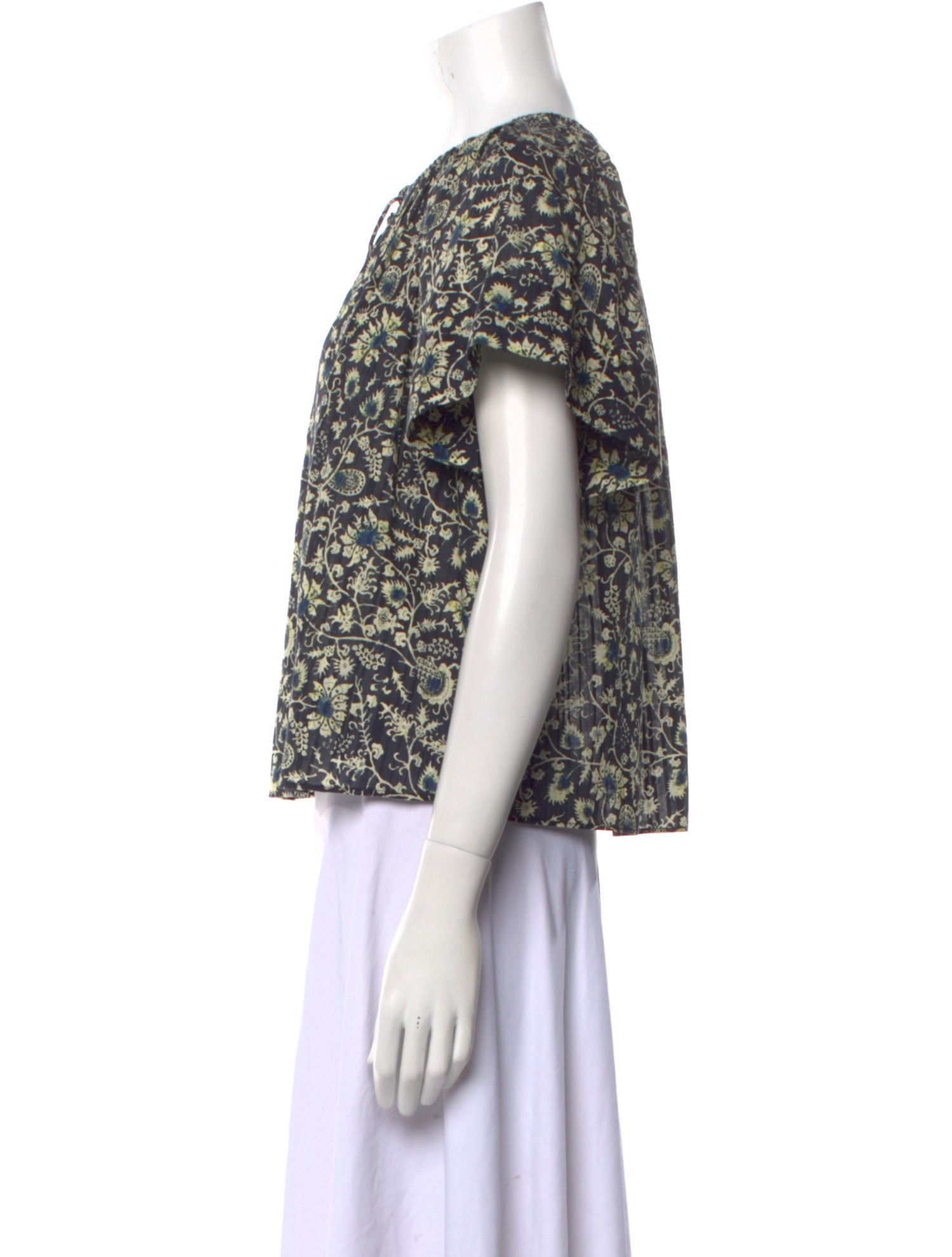 Ulla Johnson Printed Bateau Neckline Blouse