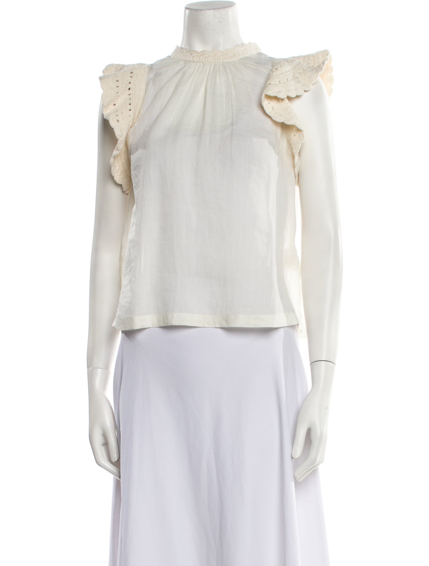 Ulla Johnson Mock Neck Short Sleeve Crop Top