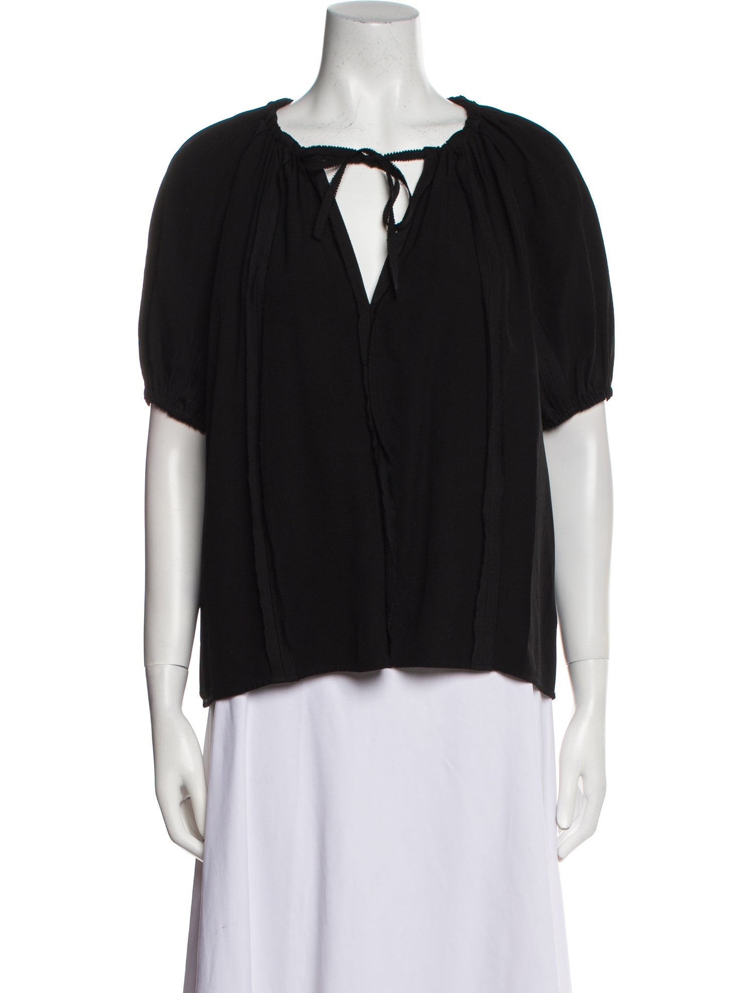 Ulla Johnson Tie Neck Short Sleeve Blouse