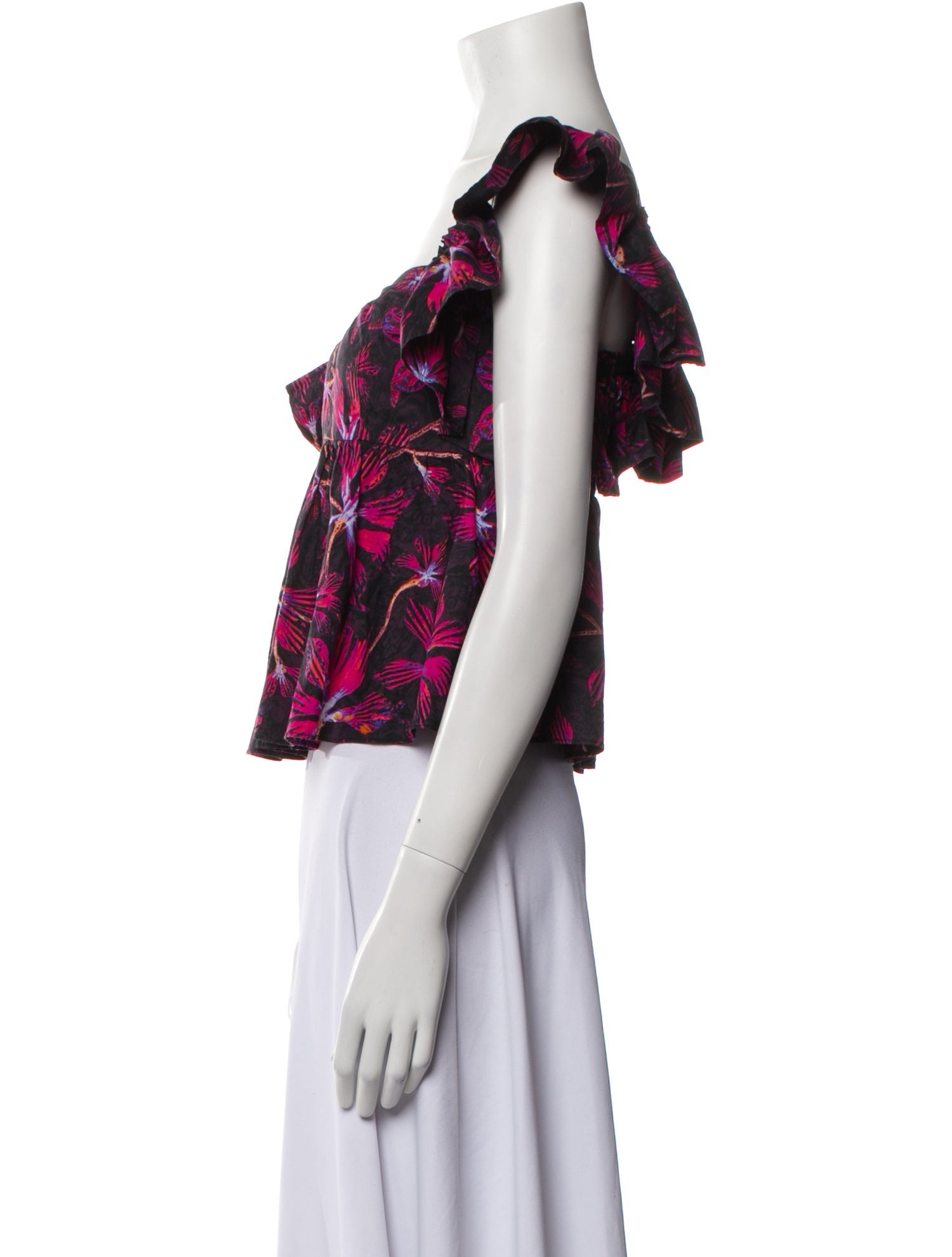 Ulla Johnson Floral Print Square Neckline Crop Top