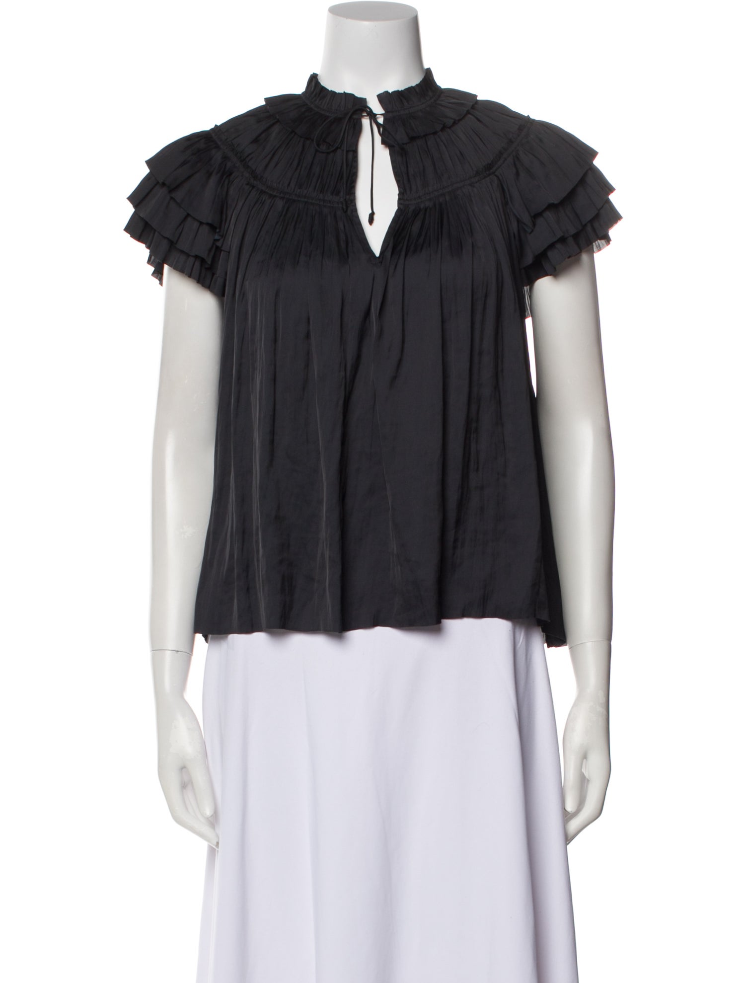 Ulla Johnson Mock Neck Short Sleeve Blouse