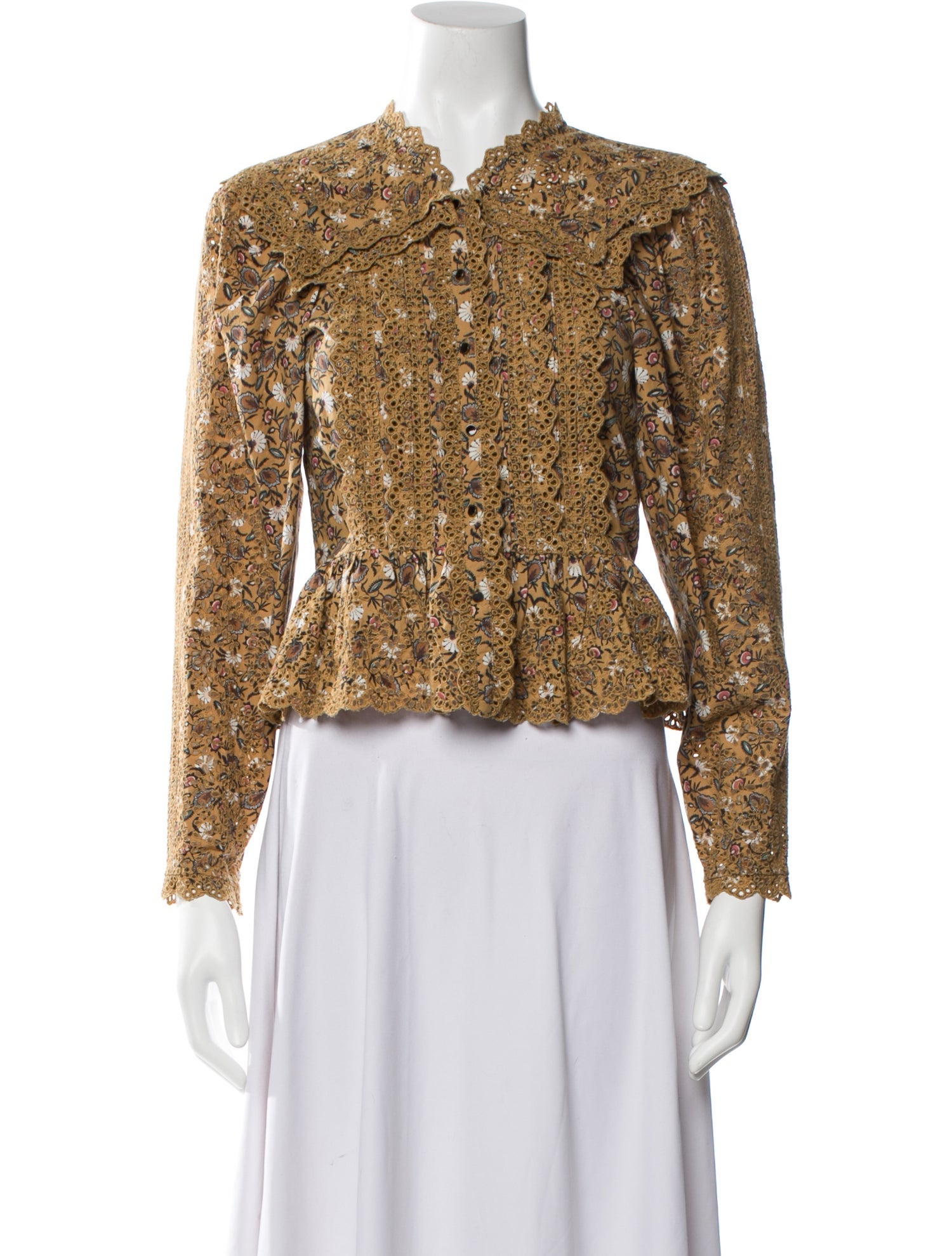 Ulla Johnson Printed Mock Neck Button-Up Top