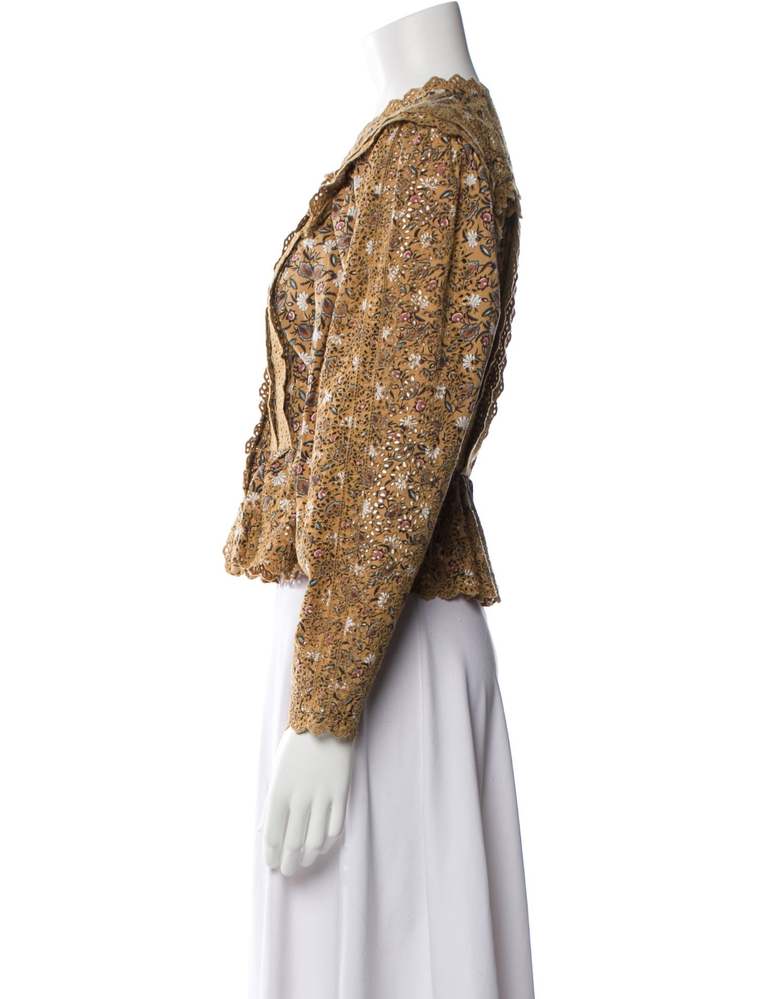 Ulla Johnson Printed Mock Neck Button-Up Top