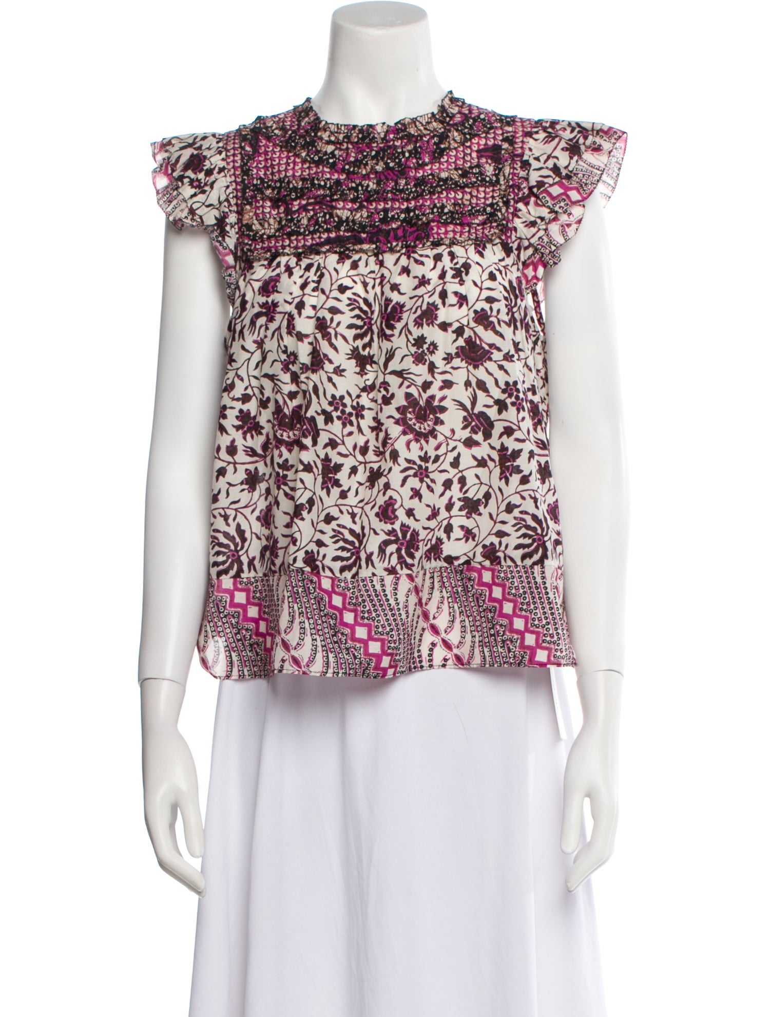 Ulla Johnson Floral Print Mock Neck Blouse