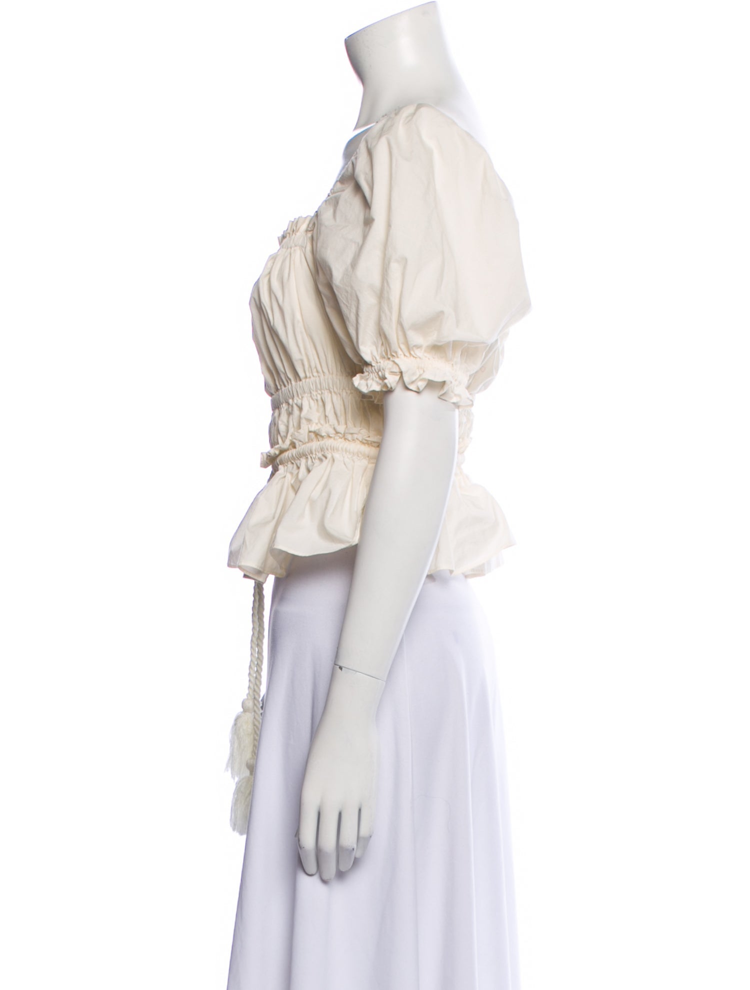 Ulla Johnson Square Neckline Three-Quarter Sleeve Crop Top