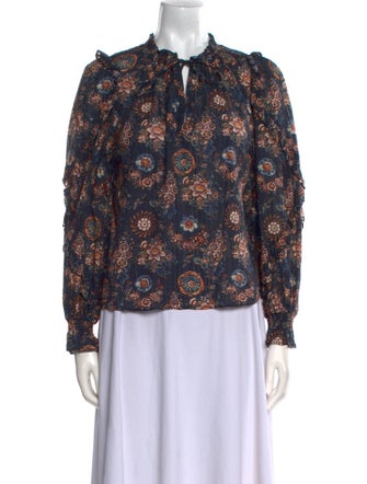 Ulla Johnson Floral Print Mock Neck Blouse