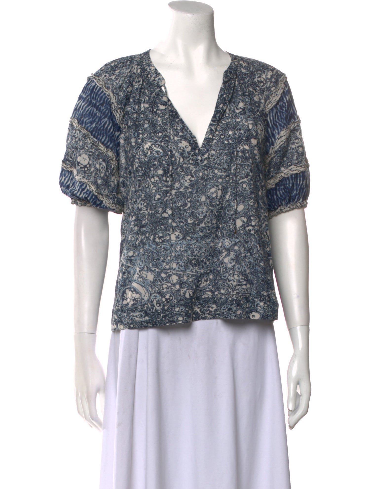 Ulla Johnson Printed Plunge Neckline Blouse