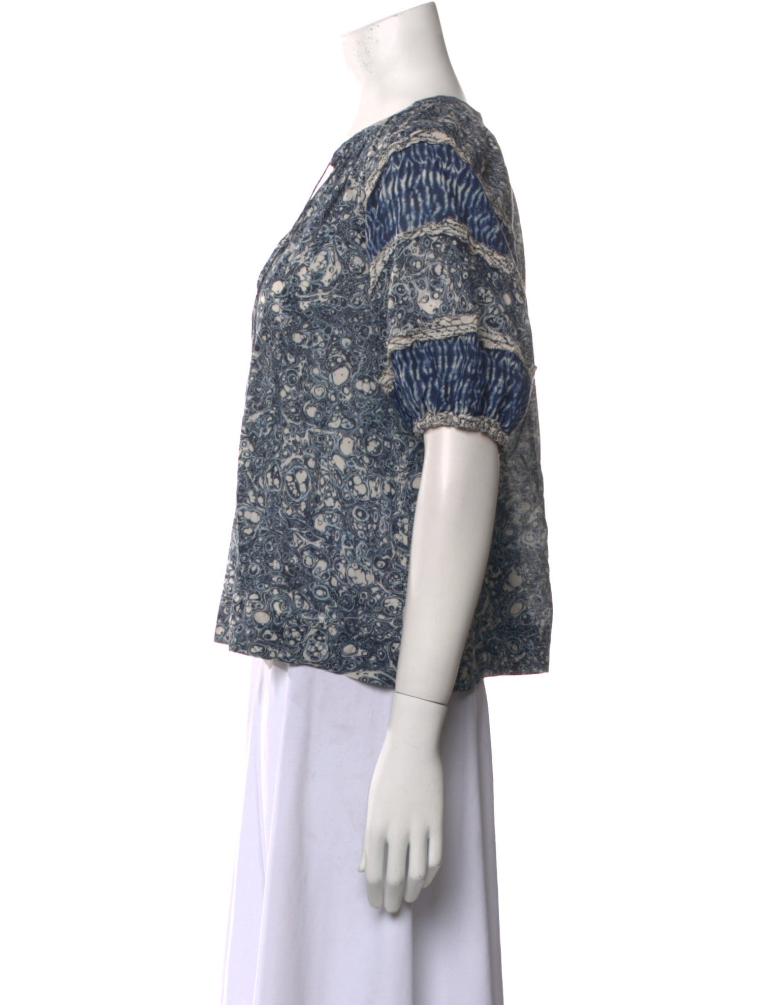 Ulla Johnson Printed Plunge Neckline Blouse