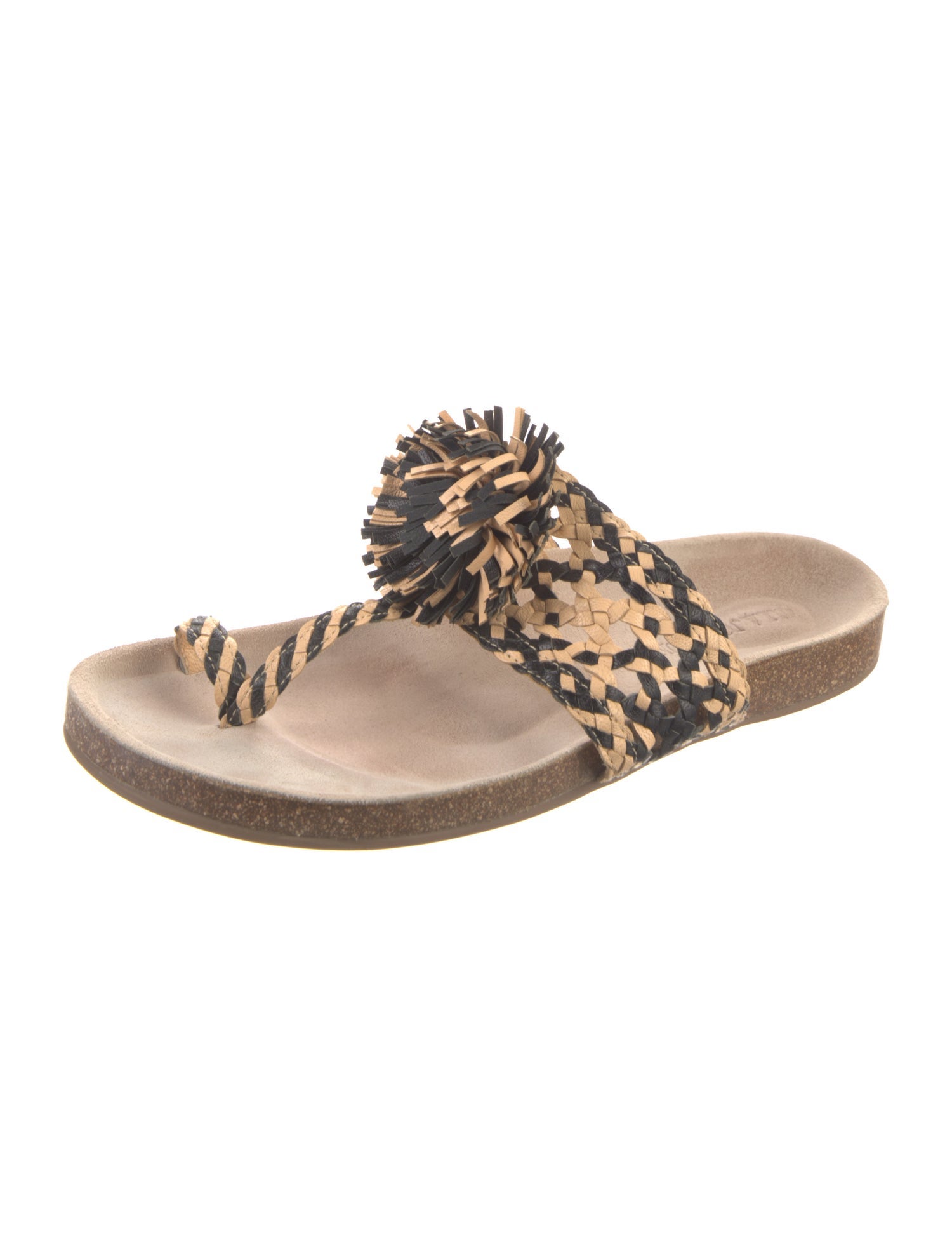 Ulla Johnson Leather Animal Print Slides