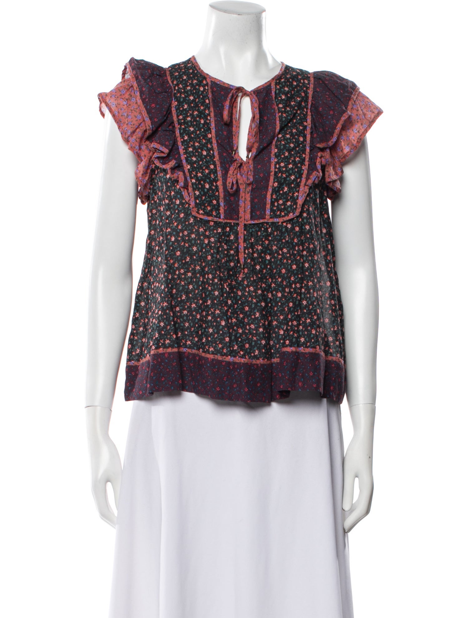 Ulla Johnson Printed Tie Neck Blouse