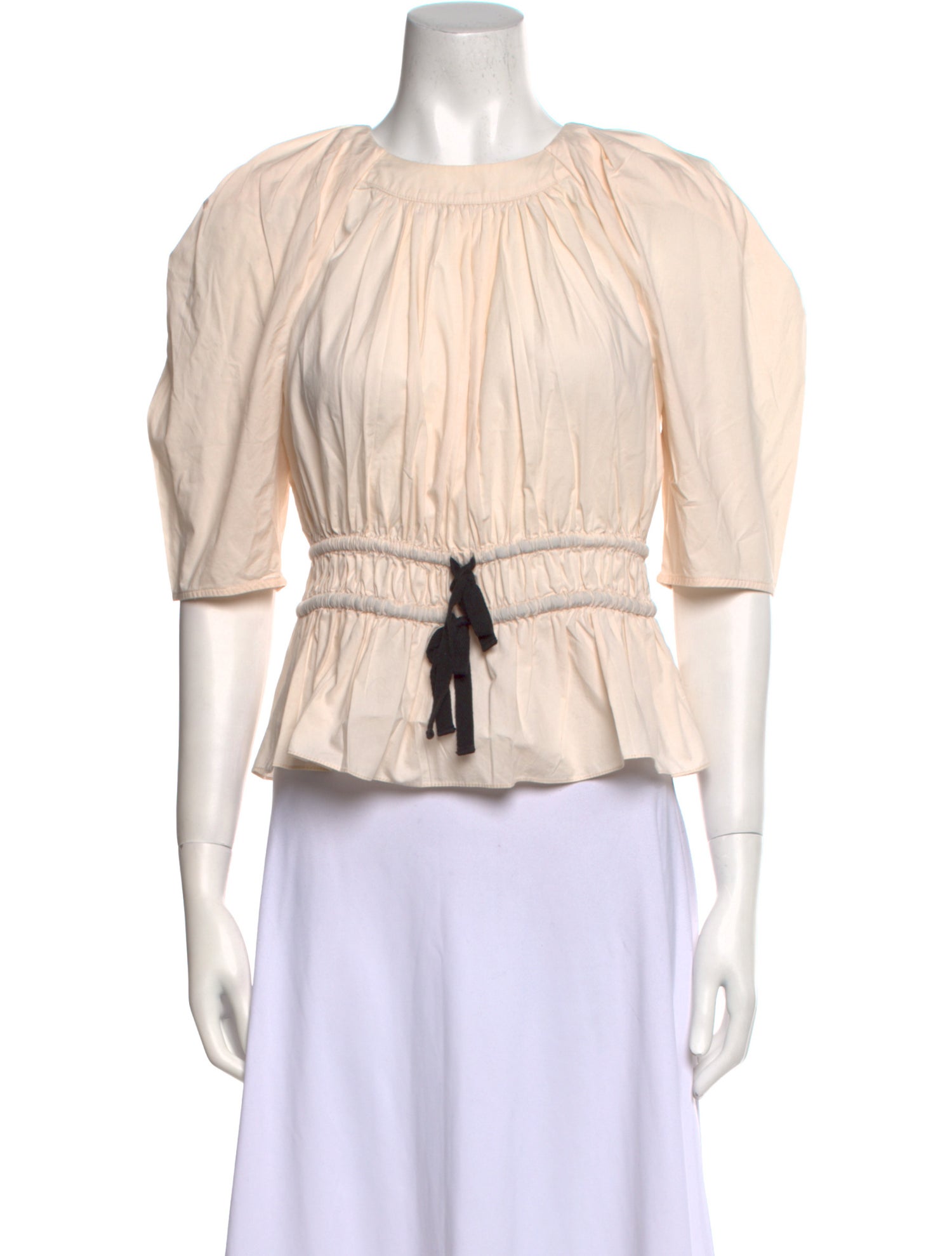 Ulla Johnson Bateau Neckline Three-Quarter Sleeve Crop Top