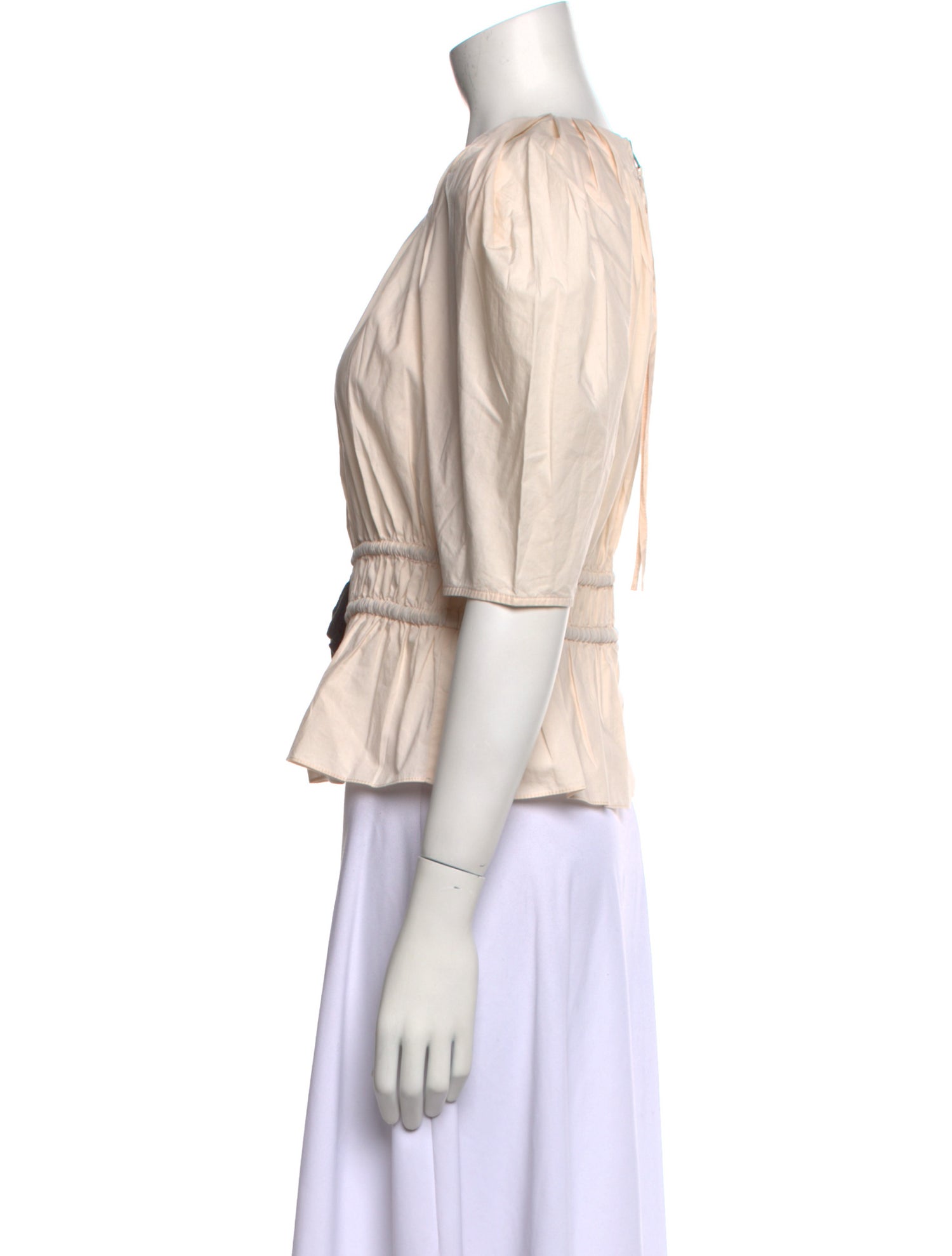 Ulla Johnson Bateau Neckline Three-Quarter Sleeve Crop Top