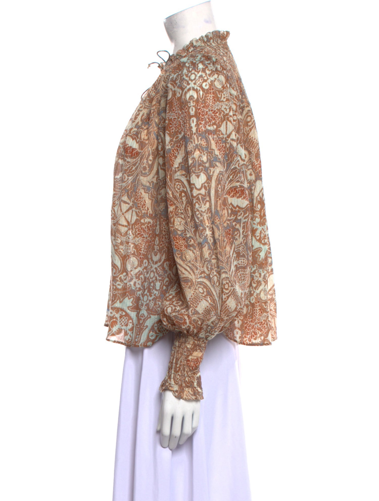Ulla Johnson Printed Tie Neck Blouse
