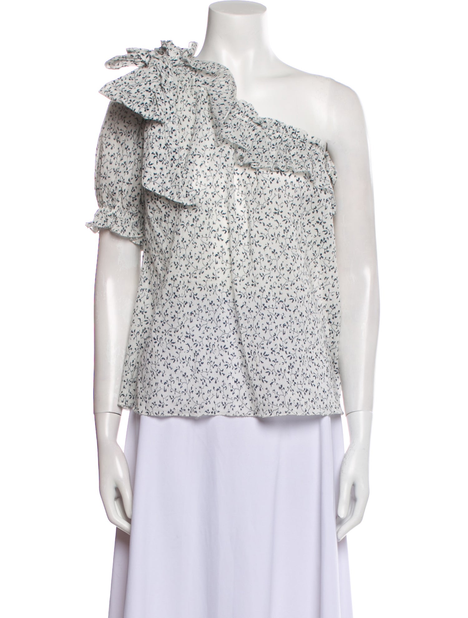 Ulla Johnson Floral Print One-Shoulder Blouse