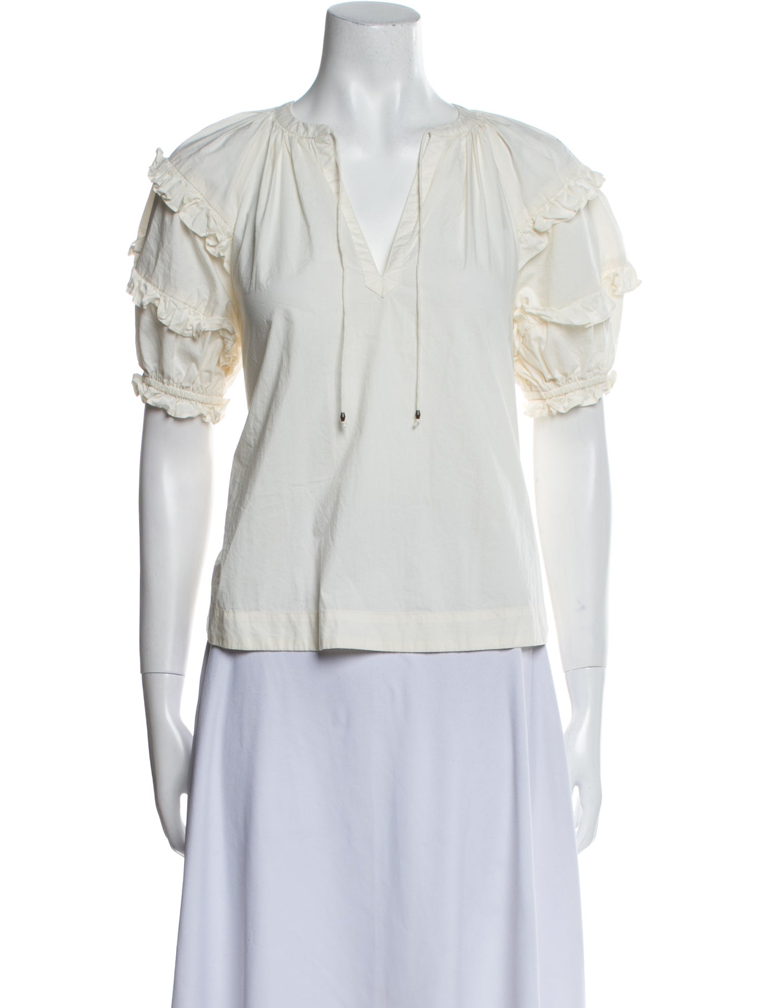 Ulla Johnson V-Neck Short Sleeve Blouse