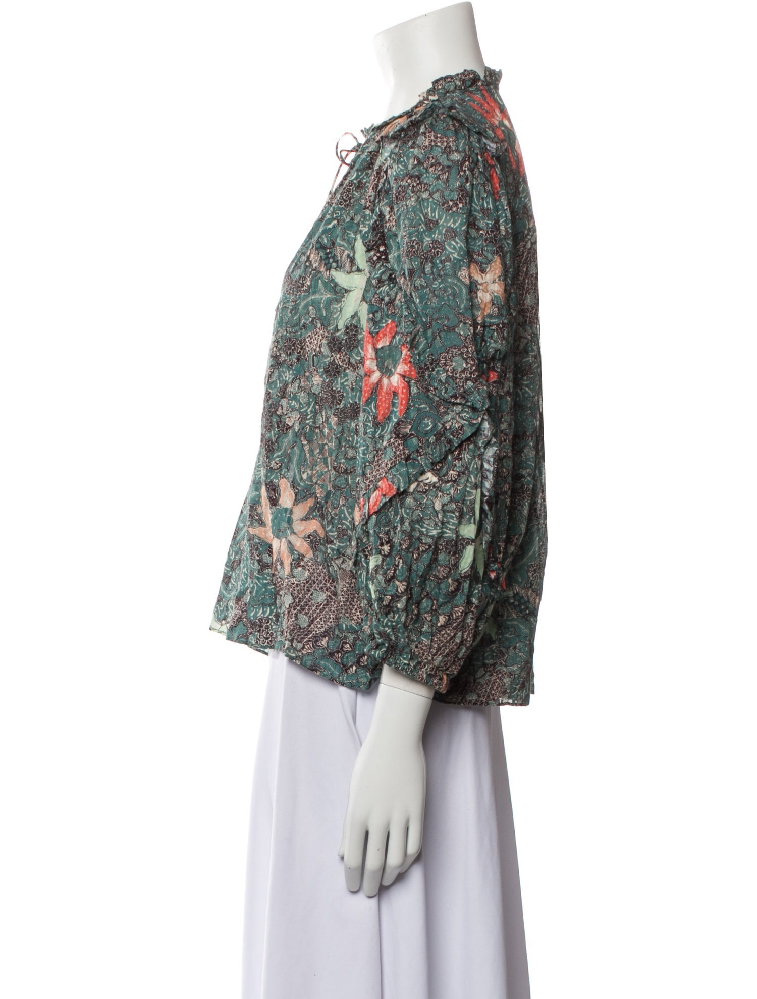 Ulla Johnson Floral Print Mock Neck Blouse