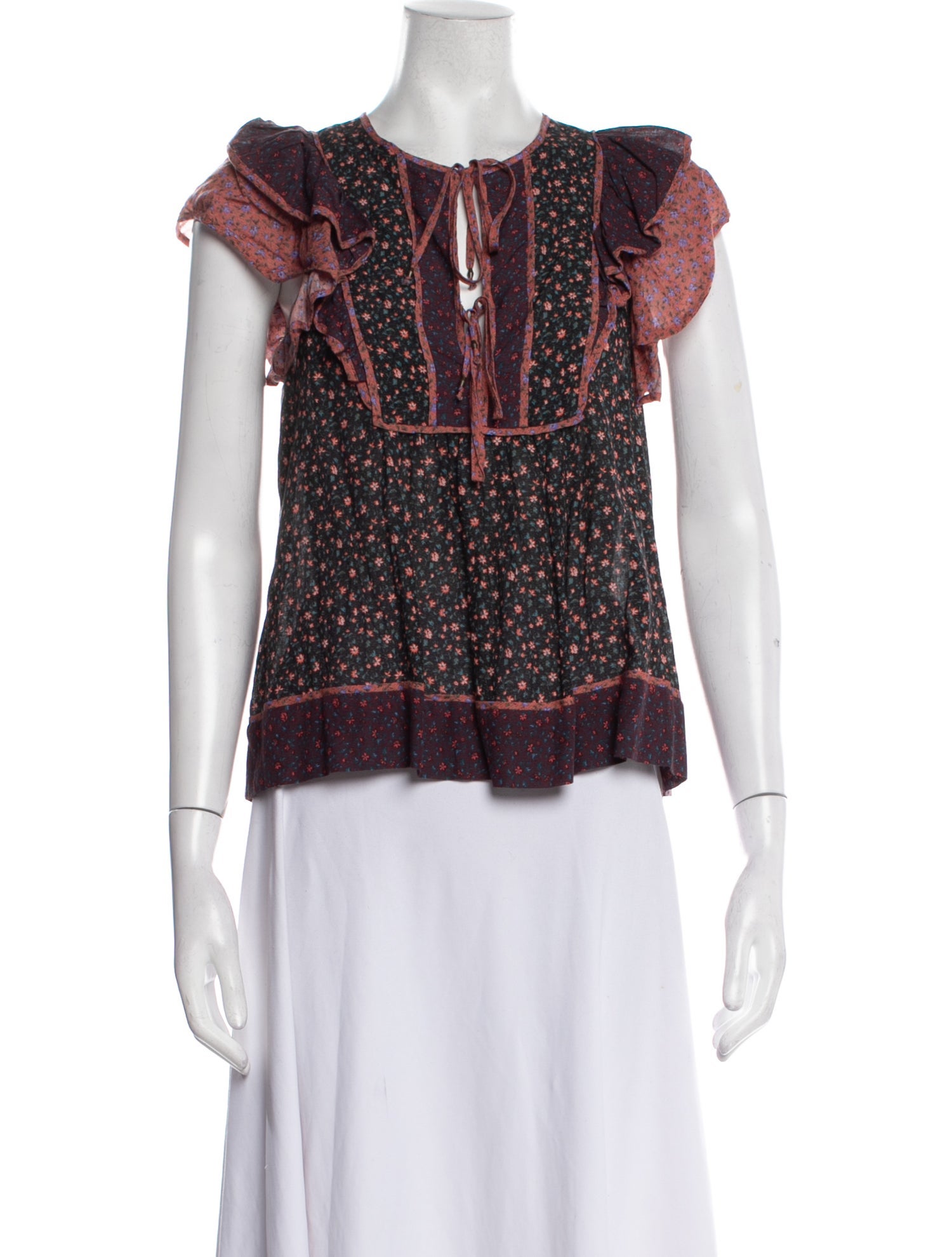 Ulla Johnson Floral Print Crew Neck Blouse