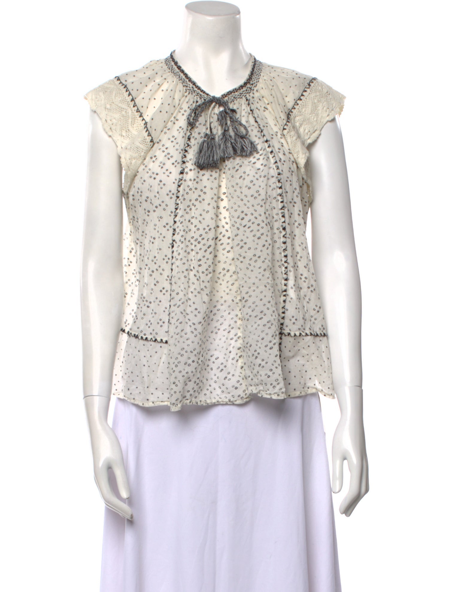 Ulla Johnson Printed Tie Neck Blouse