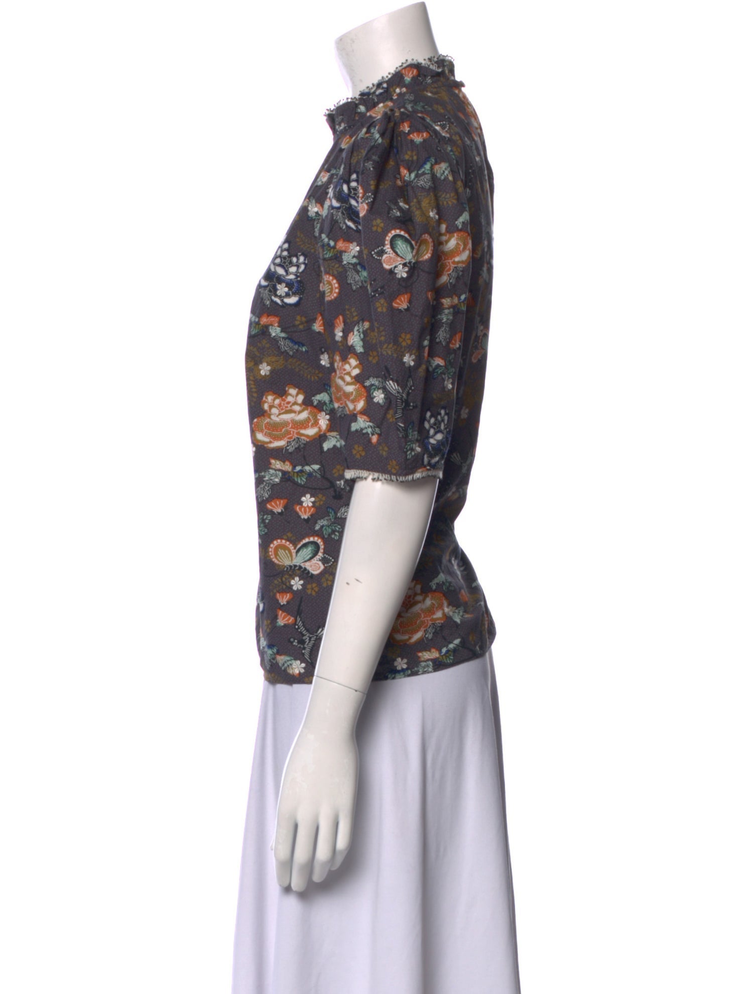 Ulla Johnson Floral Print Mock Neck Blouse