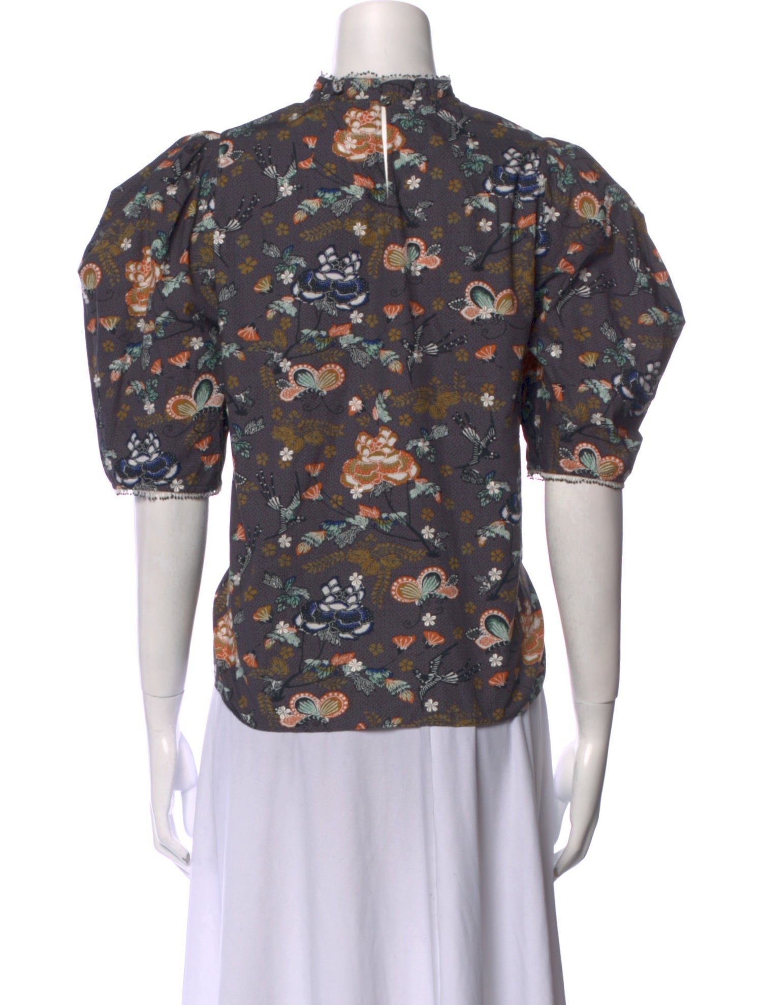 Ulla Johnson Floral Print Mock Neck Blouse