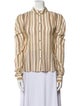 Ulla Johnson Striped Mock Neck Button-Up Top