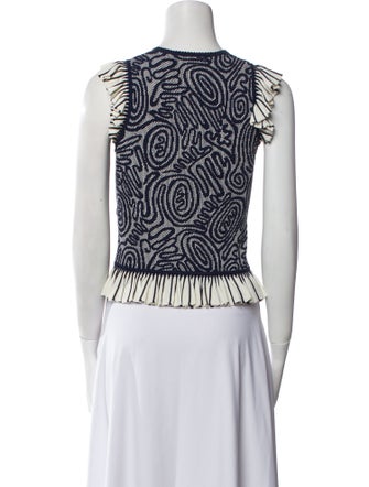 Ulla Johnson Printed Crew Neck Crop Top