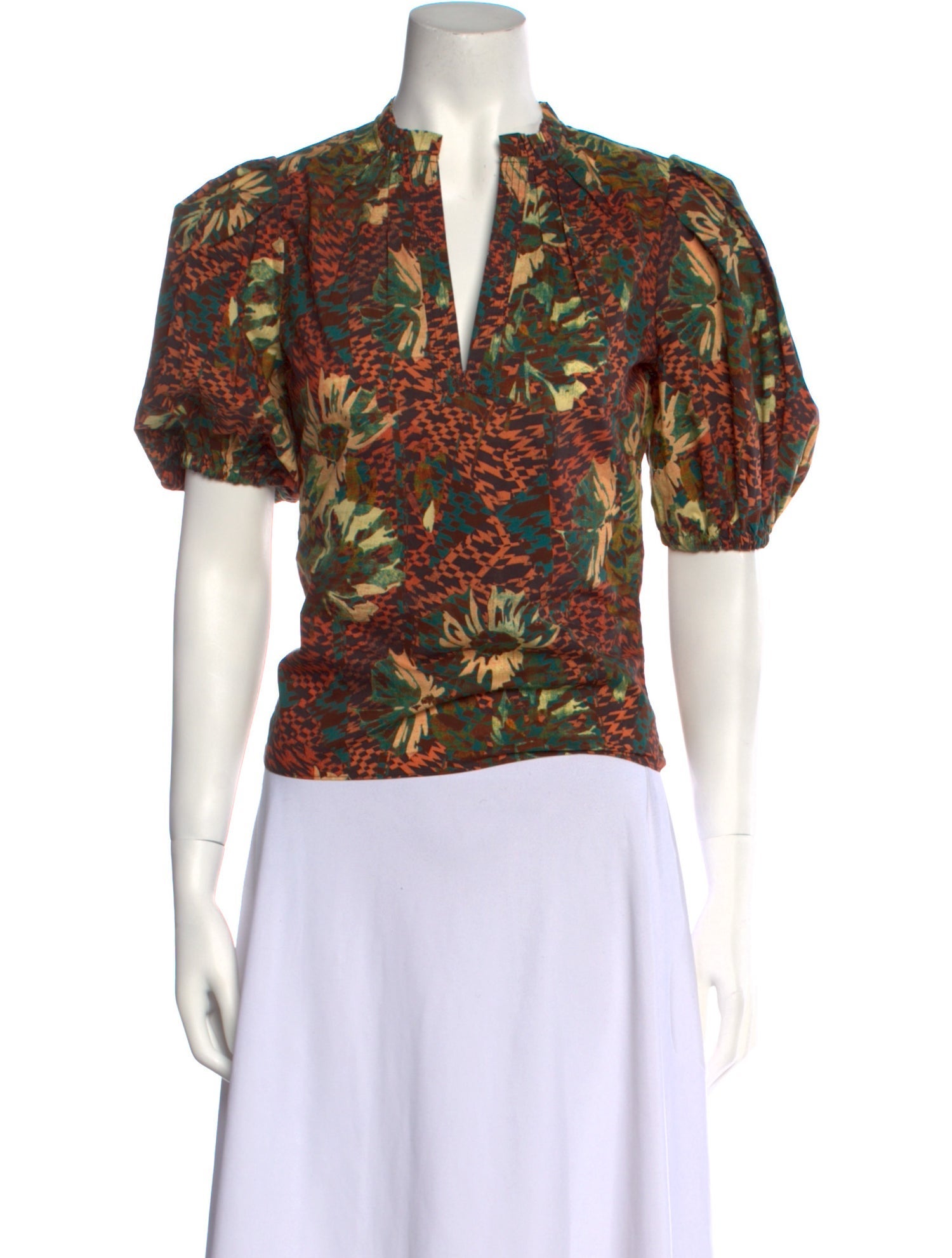 Ulla Johnson Printed V-Neck Crop Top