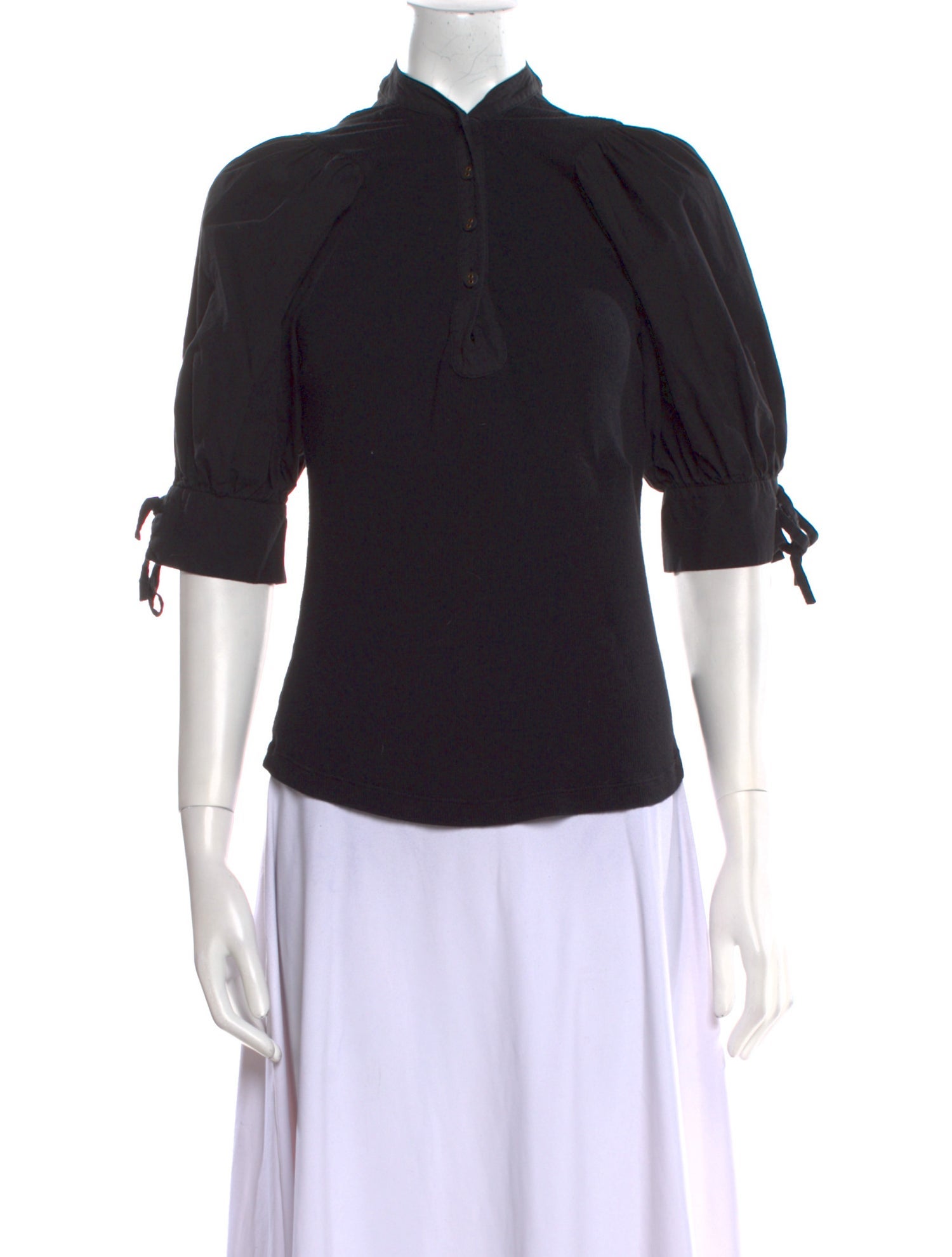 Ulla Johnson Mock Neck Three-Quarter Sleeve Blouse