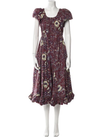 Ulla Johnson Floral Print Midi Length Dress