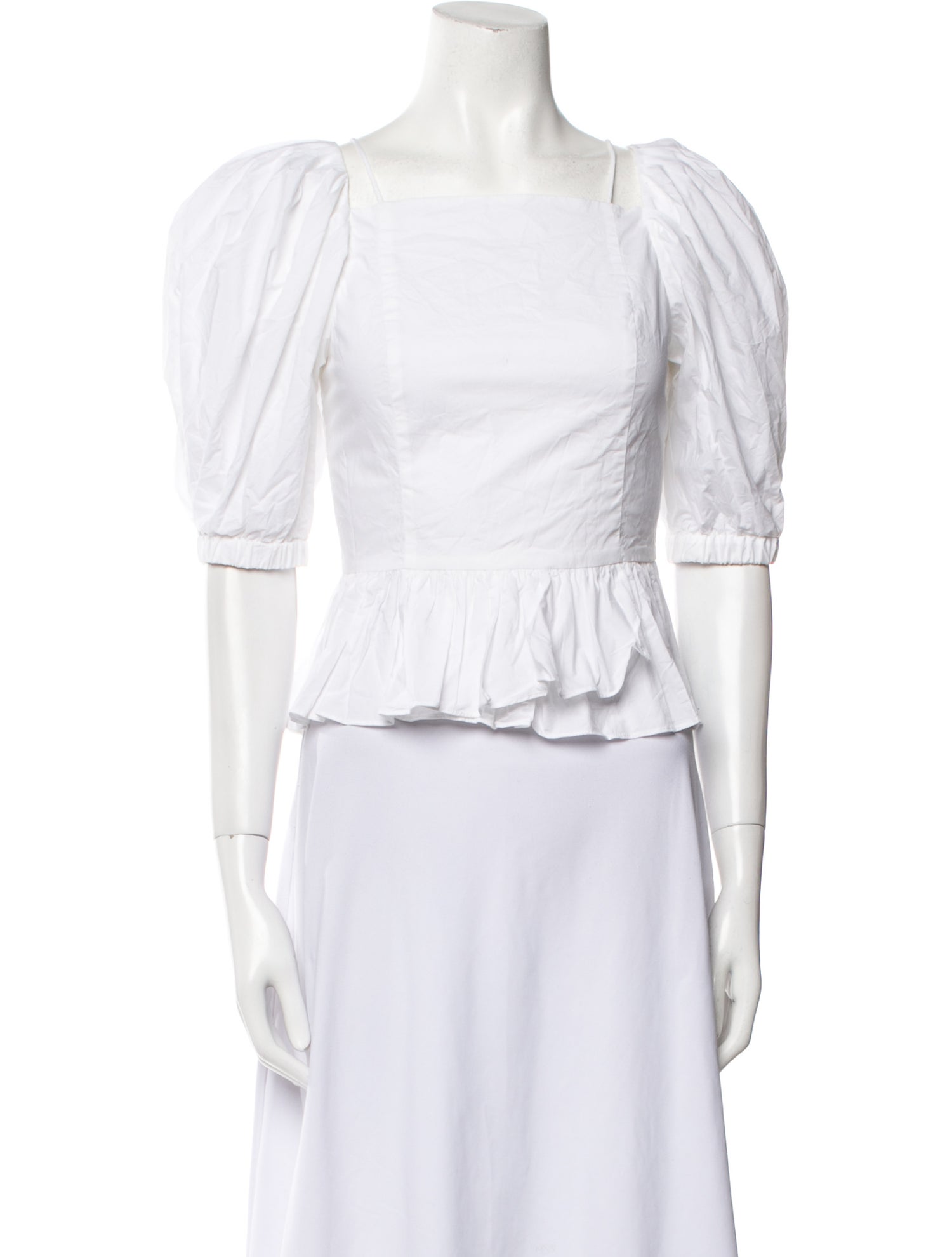 Ulla Johnson Square Neckline Three-Quarter Sleeve Crop Top