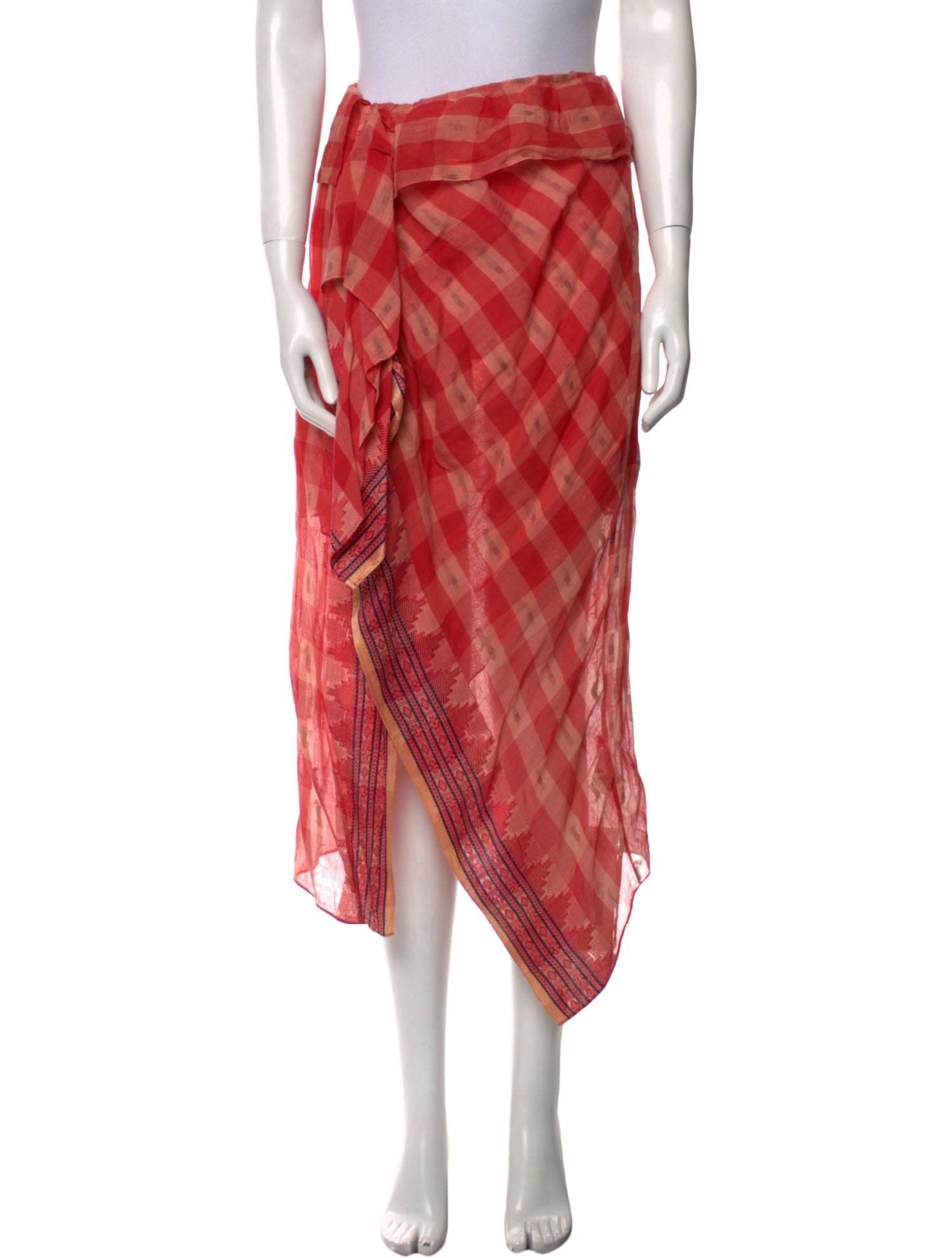 Ulla Johnson Plaid Print Midi Length Skirt
