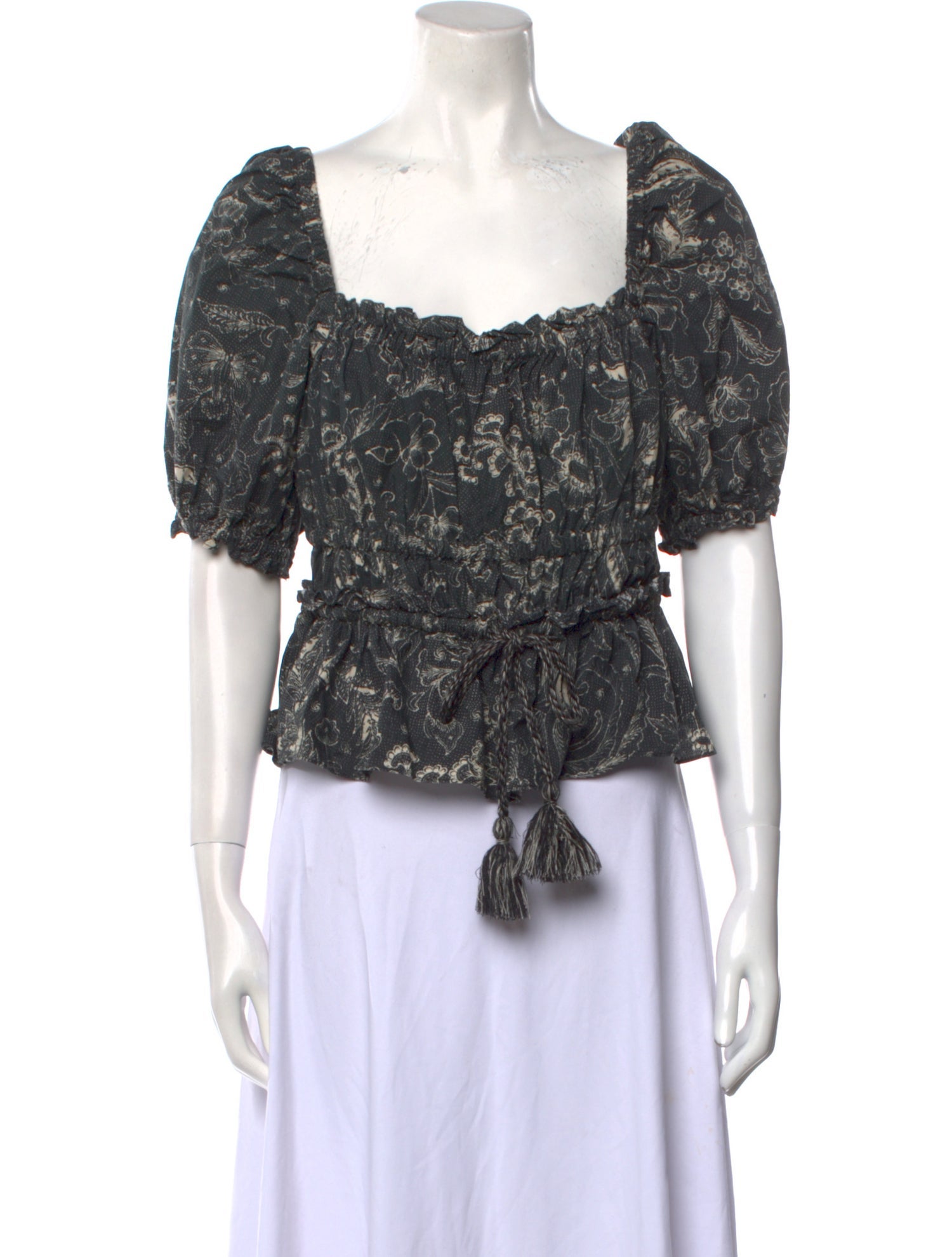 Ulla Johnson Printed Square Neckline Crop Top