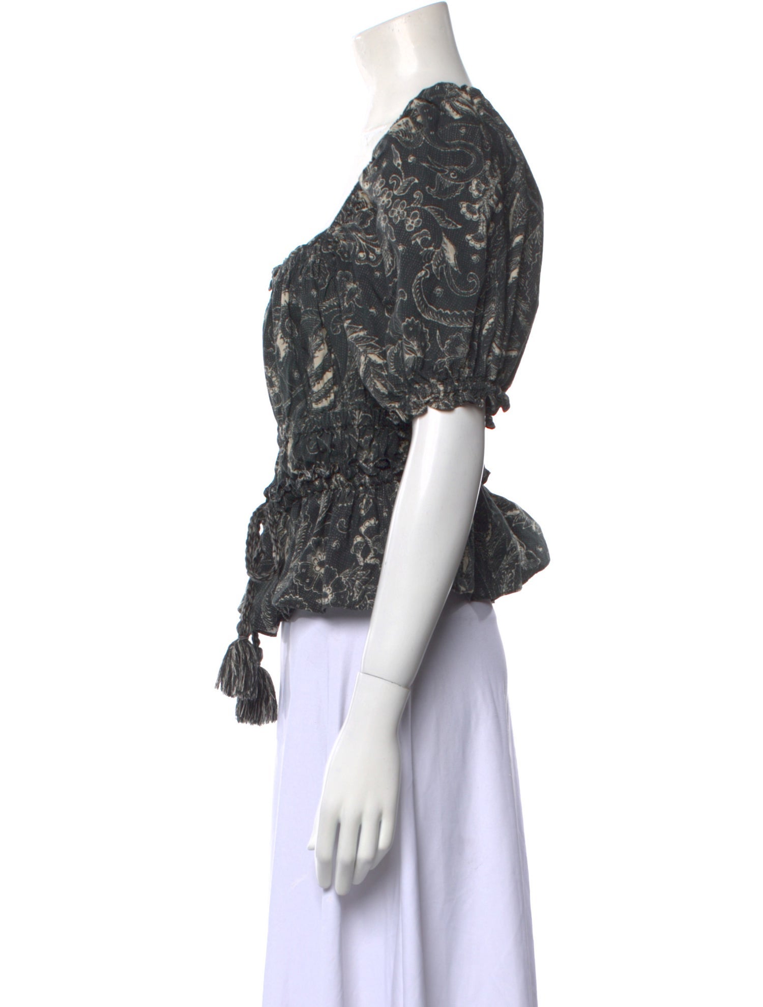 Ulla Johnson Printed Square Neckline Crop Top