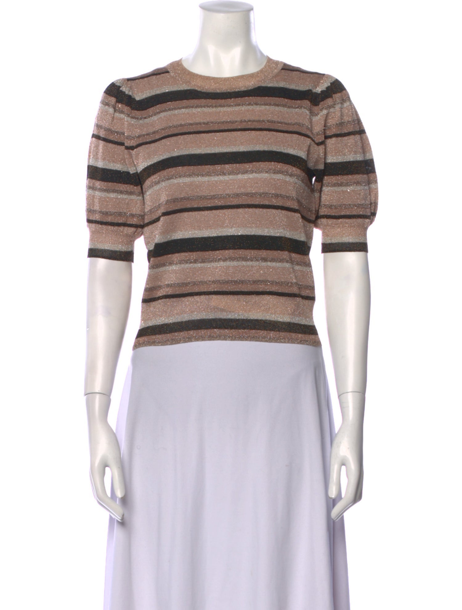 Ulla Johnson Striped Crew Neck Crop Top