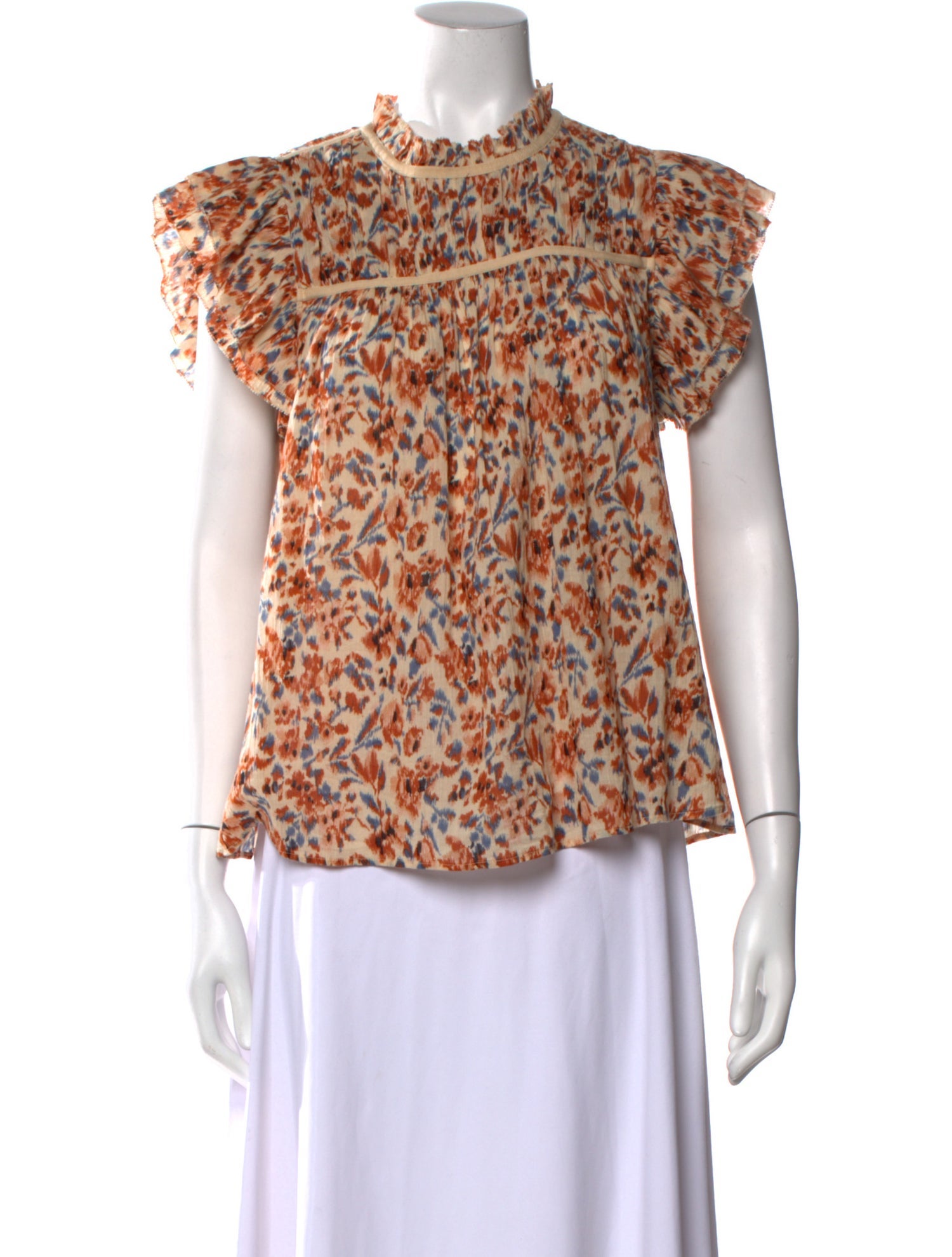 Ulla Johnson Floral Print Mock Neck Blouse