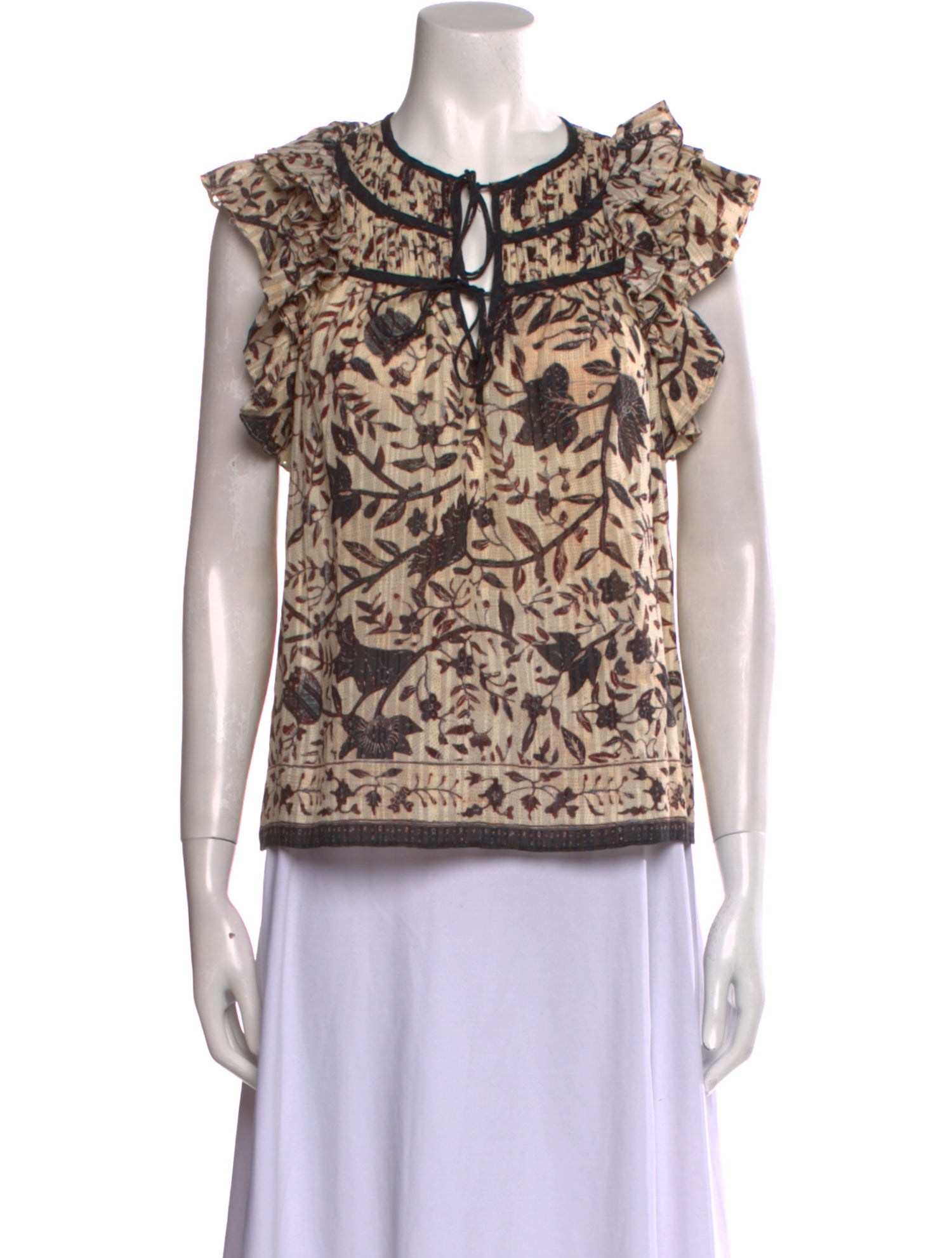 Ulla Johnson Printed Tie Neck Blouse