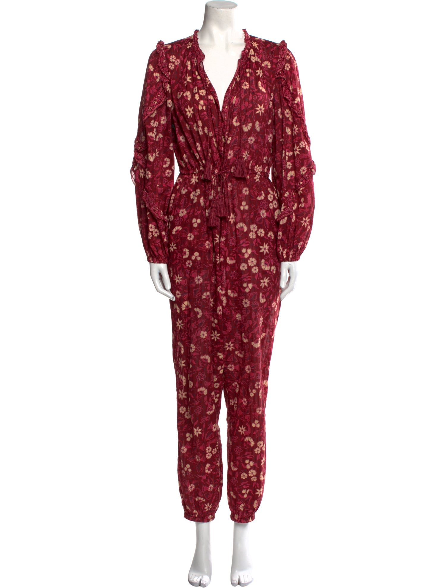 Ulla Johnson Floral Print V-Neck Jumpsuit