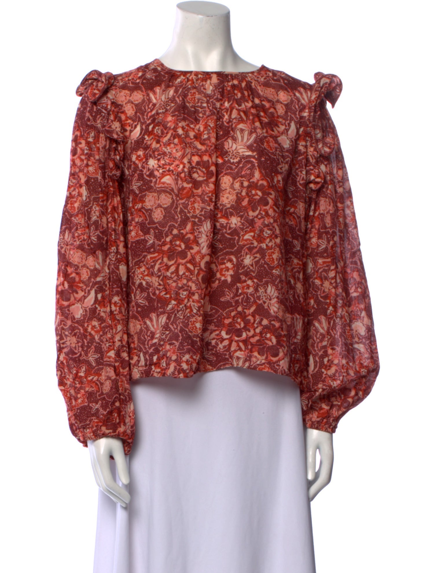 Ulla Johnson Floral Print Bateau Neckline Blouse