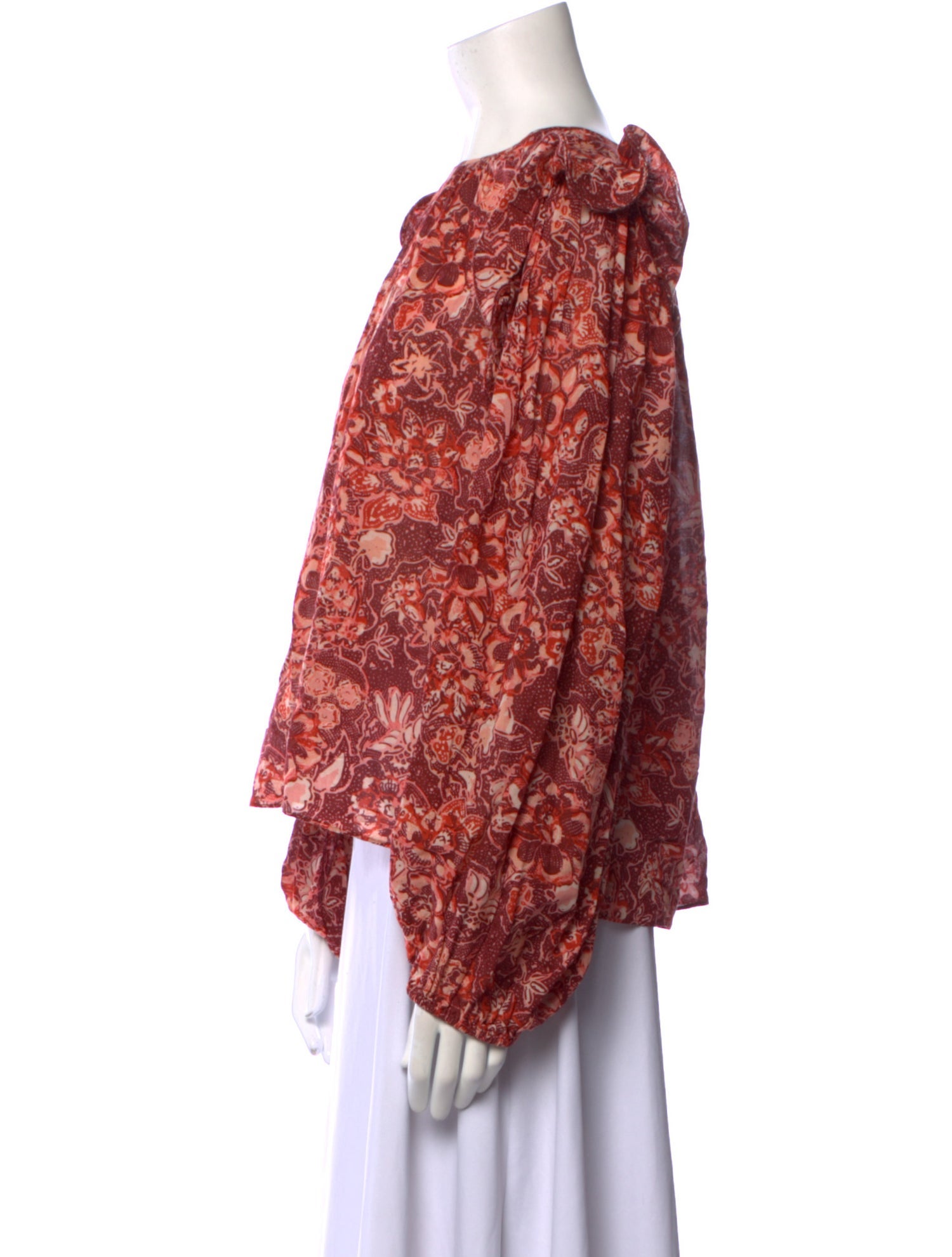 Ulla Johnson Floral Print Bateau Neckline Blouse