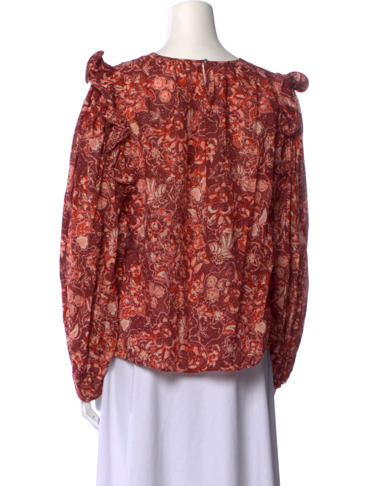 Ulla Johnson Floral Print Bateau Neckline Blouse