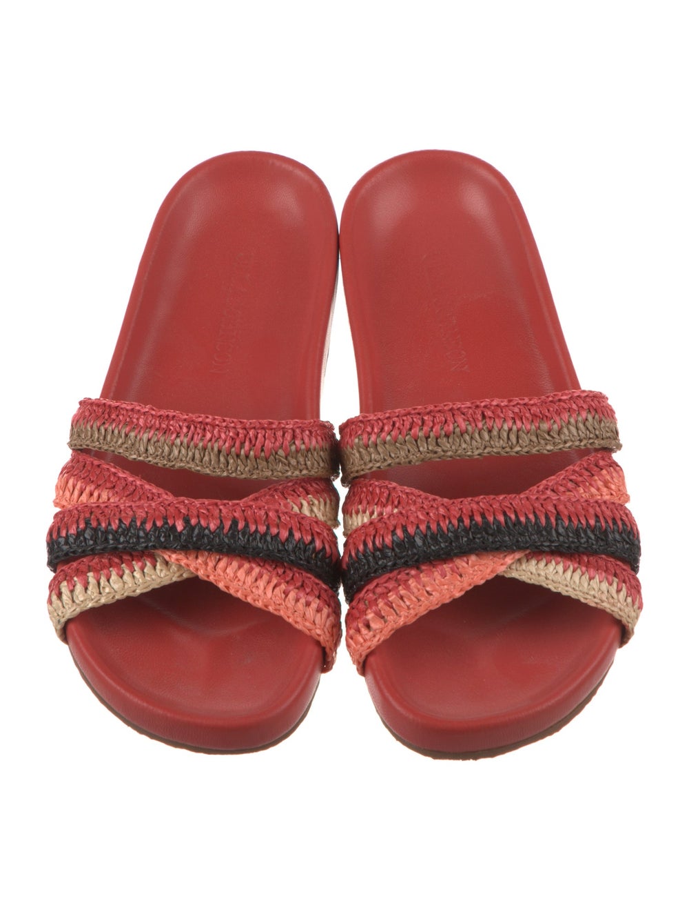 Ulla Johnson Straw Slides Red Colorblock Pattern … - image 3