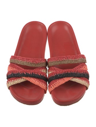 Ulla Johnson Straw Colorblock Pattern Slides