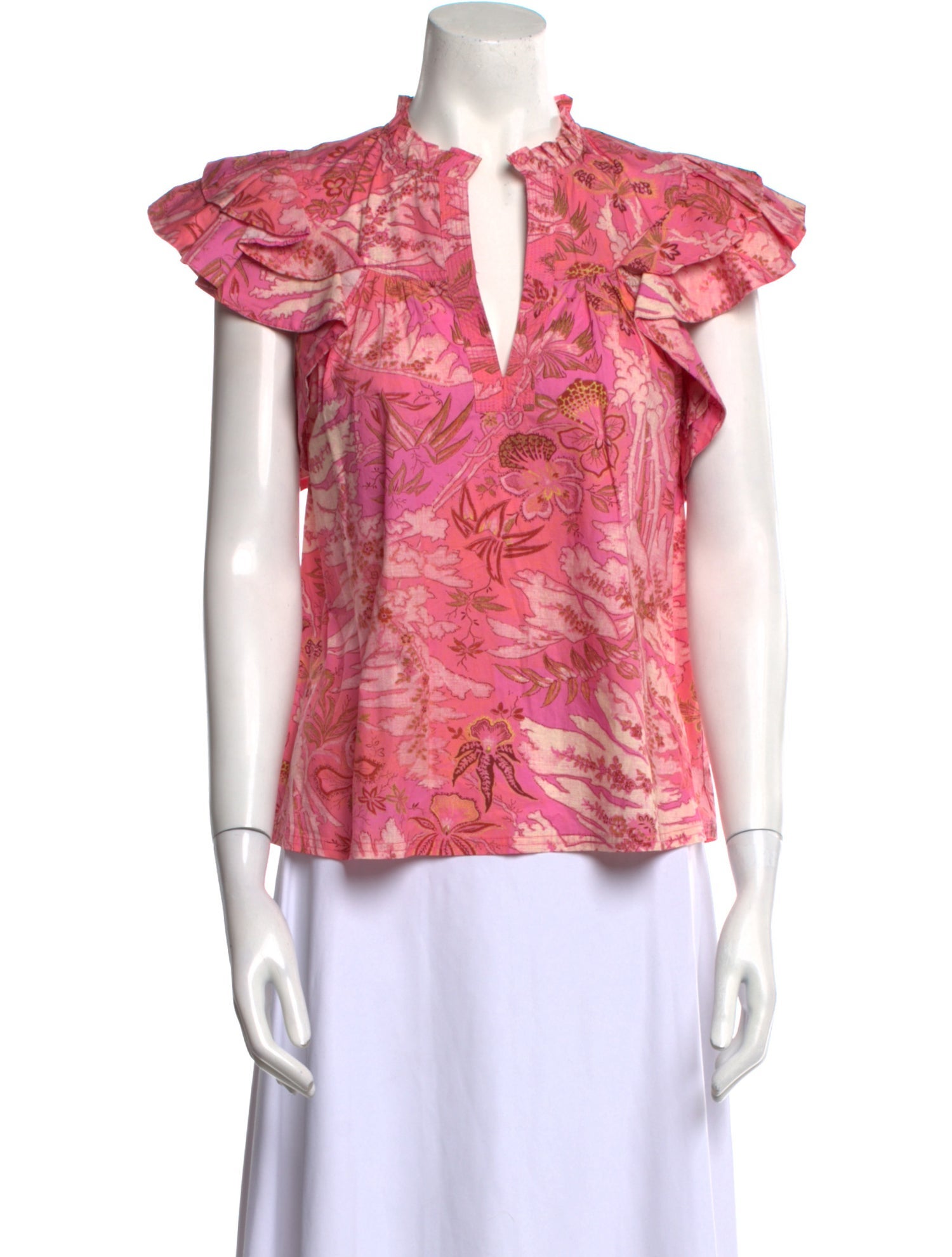 Ulla Johnson Floral Print V-Neck Blouse