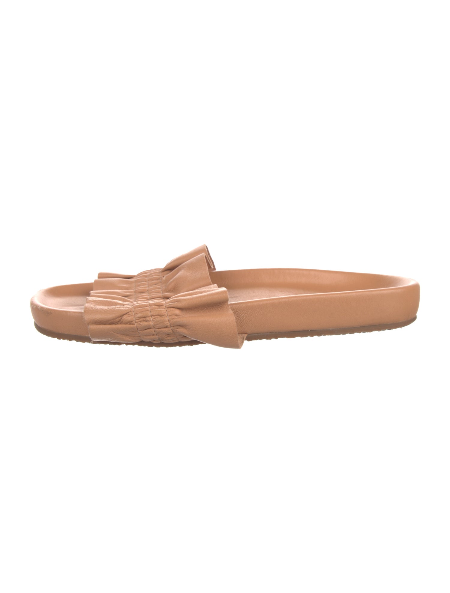 Ulla Johnson Leather Ruffle Embellishment Slides