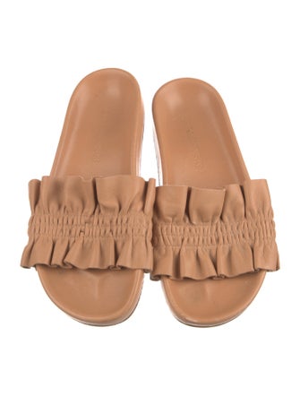 Ulla Johnson Leather Ruffle Embellishment Slides