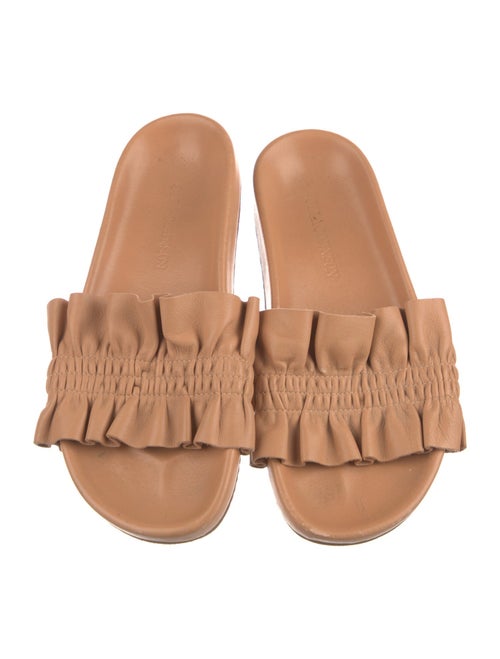Ulla Johnson Leather Ruffle Embellishment Slides