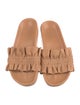 Ulla Johnson Leather Ruffle Embellishment Slides
