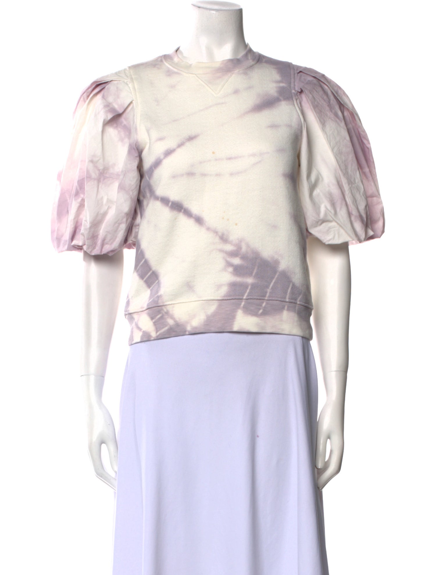Ulla Johnson Tie-Dye Print Bateau Neckline Crop Top