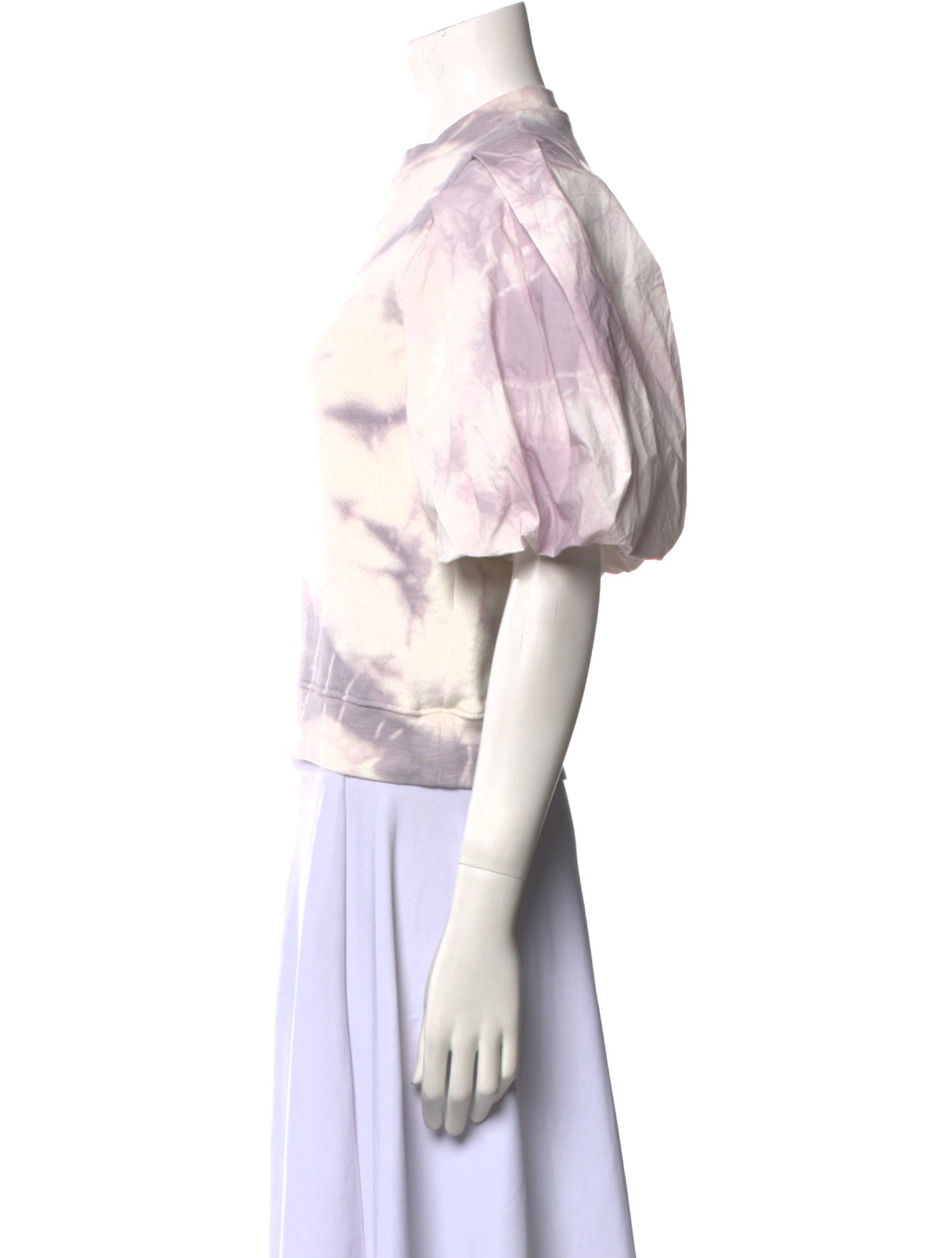 Ulla Johnson Tie-Dye Print Bateau Neckline Crop Top