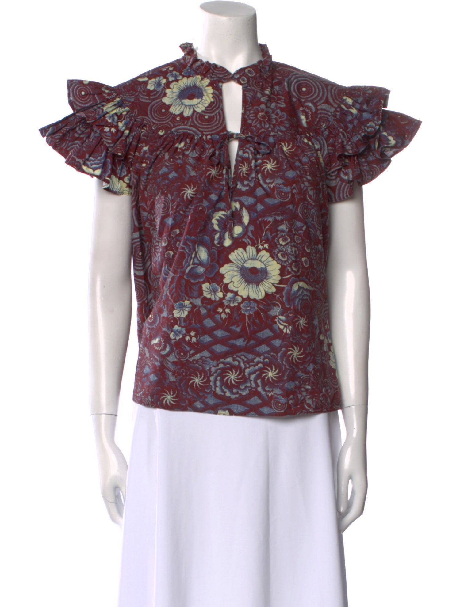 Ulla Johnson Floral Print V-Neck Blouse